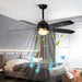52 in. Black Ceiling Fan with Light and Remote Control, Black and Gold Ceiling Fan, Bedroom Ceiling Fans, Living Room Fan -2-ErisView