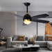 52 in. Black Ceiling Fan with Light and Remote Control, Black and Gold Ceiling Fan, Bedroom Ceiling Fans, Living Room Fan -3-ErisView