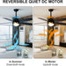 52 in. Black Ceiling Fan with Light and Remote Control, Black and Gold Ceiling Fan, Bedroom Ceiling Fans, Living Room Fan -5-ErisView