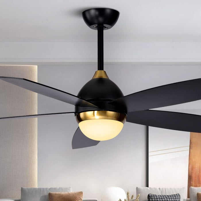52 in. Black Ceiling Fan with Light and Remote Control, Black and Gold Ceiling Fan, Bedroom Ceiling Fans, Living Room Fan -9-ErisView