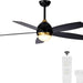 52 in. Black Ceiling Fan with Light and Remote Control, Black and Gold Ceiling Fan, Bedroom Ceiling Fans, Living Room Fan -1-ErisView