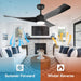 52 in. Black Ceiling Fan with Light and Remote Control, Quiet Modern Reversible Ceiling Fan for Kitchen Living Room, Outdoor Fan for Patio-4-ErisView