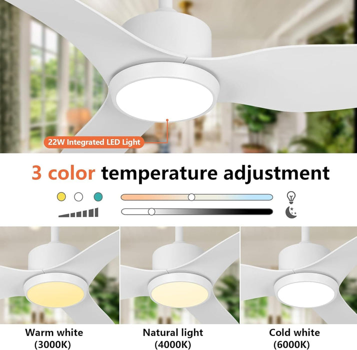 52 in. Black Ceiling Fan with Light and Remote, Reversible Ceiling Fan Winter Summer, Modern Flush Mount Low Profile Fan-10-ErisView