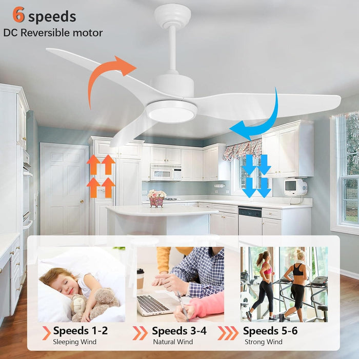 52 in. Black Ceiling Fan with Light and Remote, Reversible Ceiling Fan Winter Summer, Modern Flush Mount Low Profile Fan-11-ErisView