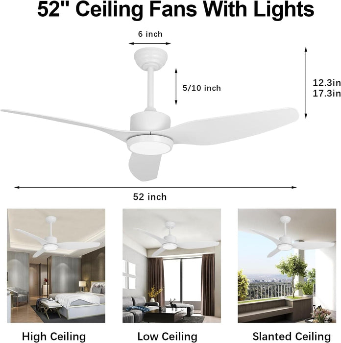 52 in. Black Ceiling Fan with Light and Remote, Reversible Ceiling Fan Winter Summer, Modern Flush Mount Low Profile Fan-14-ErisView