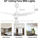 52 in. Black Ceiling Fan with Light and Remote, Reversible Ceiling Fan Winter Summer, Modern Flush Mount Low Profile Fan-14-ErisView