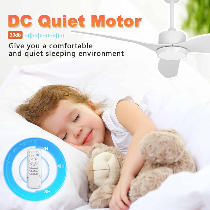 52 in. Black Ceiling Fan with Light and Remote, Reversible Ceiling Fan Winter Summer, Modern Flush Mount Low Profile Fan-9-ErisView