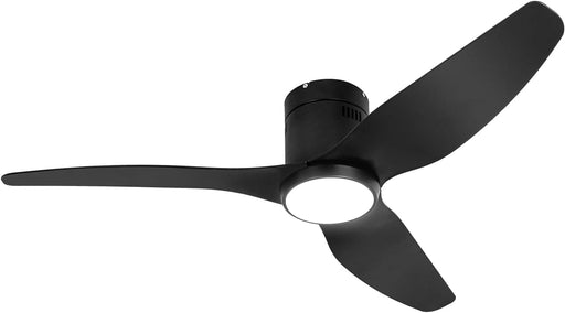 52 in. Black Ceiling Fan with Light and Remote, Reversible Ceiling Fan Winter Summer, Modern Flush Mount Low Profile Fan-1-ErisView