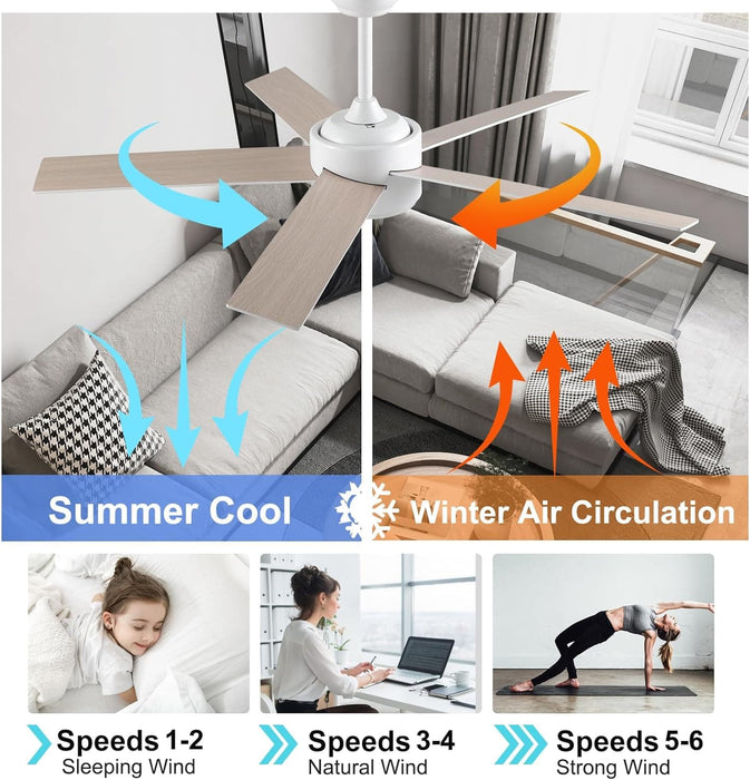 52 in. Black Ceiling Fan with Light and Remote for Bedroom Living Room Kitchen, Dimmable Reversible Quiet Ceiling Fans, 5 Blades Outdoor Fan for Patio-12-ErisView