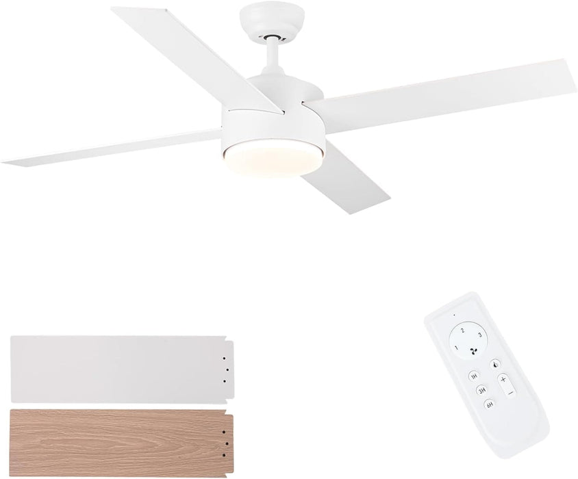 52 in. Black Ceiling Fan with Light and Remote for Bedroom Living Room Kitchen, Dimmable Reversible Quiet Ceiling Fans, 5 Blades Outdoor Fan for Patio-19-ErisView