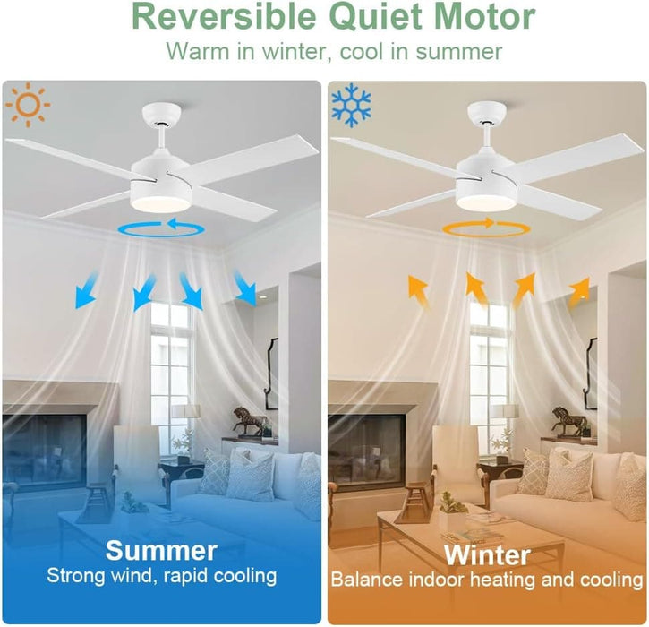 52 in. Black Ceiling Fan with Light and Remote for Bedroom Living Room Kitchen, Dimmable Reversible Quiet Ceiling Fans, 5 Blades Outdoor Fan for Patio-24-ErisView