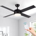 52 in. Black Ceiling Fan with Light and Remote for Bedroom Living Room Kitchen, Dimmable Reversible Quiet Ceiling Fans, 5 Blades Outdoor Fan for Patio-37-ErisView
