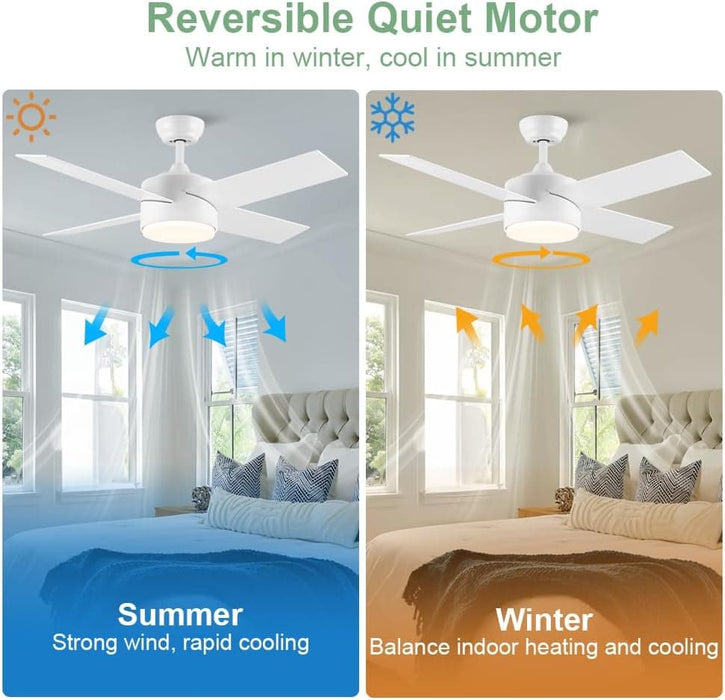 52 in. Black Ceiling Fan with Light and Remote for Bedroom Living Room Kitchen, Dimmable Reversible Quiet Ceiling Fans, 5 Blades Outdoor Fan for Patio-42-ErisView