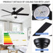 52 in. Black Ceiling Fan with Light and Remote for Bedroom Living Room Kitchen, Dimmable Reversible Quiet Ceiling Fans, 5 Blades Outdoor Fan for Patio-4-ErisView