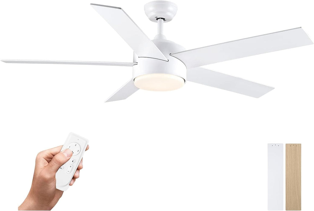52 in. Black Ceiling Fan with Lights and Remote, Dimmable LED Ceiling Fan and Light, Wood Modern Ceiling Fan for Bedroom Living Room Dining Room-10-ErisView