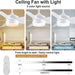 52 in. Black Ceiling Fan with Lights and Remote, Dimmable LED Ceiling Fan and Light, Wood Modern Ceiling Fan for Bedroom Living Room Dining Room-12-ErisView