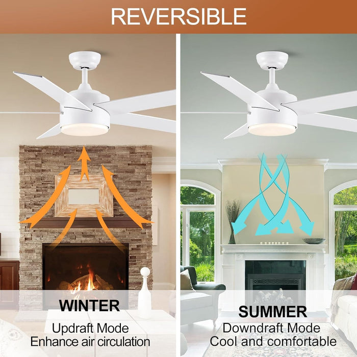 52 in. Black Ceiling Fan with Lights and Remote, Dimmable LED Ceiling Fan and Light, Wood Modern Ceiling Fan for Bedroom Living Room Dining Room-13-ErisView