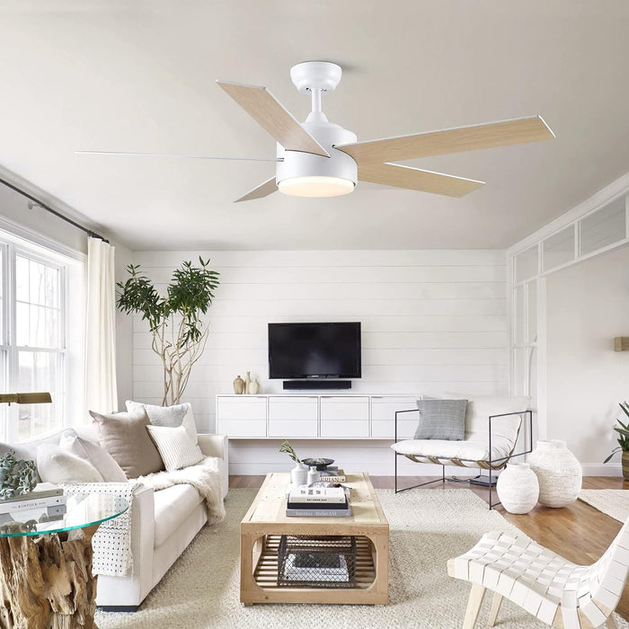 52 in. Black Ceiling Fan with Lights and Remote, Dimmable LED Ceiling Fan and Light, Wood Modern Ceiling Fan for Bedroom Living Room Dining Room-16-ErisView