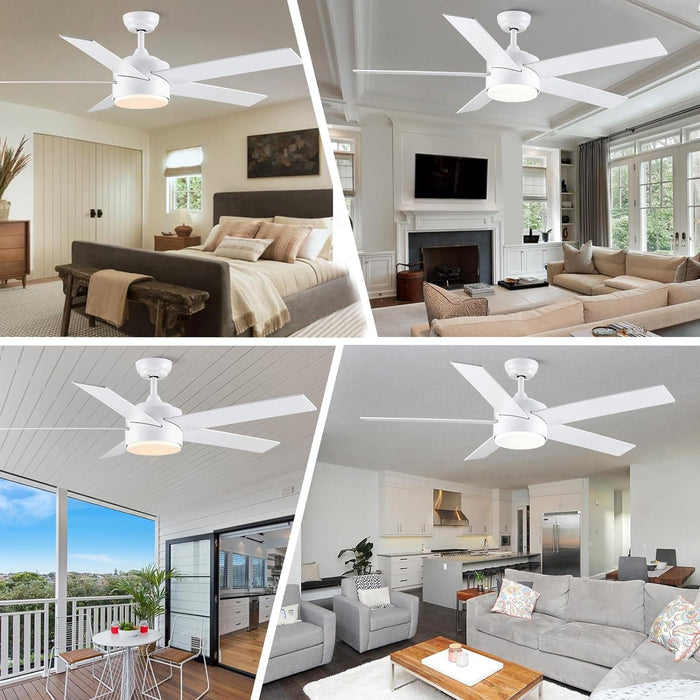 52 in. Black Ceiling Fan with Lights and Remote, Dimmable LED Ceiling Fan and Light, Wood Modern Ceiling Fan for Bedroom Living Room Dining Room-17-ErisView