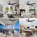 52 in. Black Ceiling Fan with Lights and Remote, Dimmable LED Ceiling Fan and Light, Wood Modern Ceiling Fan for Bedroom Living Room Dining Room-2-ErisView
