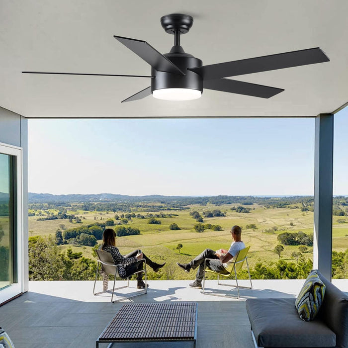 52 in. Black Ceiling Fan with Lights and Remote, Dimmable LED Ceiling Fan and Light, Wood Modern Ceiling Fan for Bedroom Living Room Dining Room-9-ErisView
