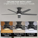 52 in. Black Ceiling Fan with Lights and Remote, Large Air Volume Ceiling Fans with Reversible Quiet Ceiling Fans, Set of 2-3-ErisView