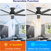 52 in. Black Ceiling Fan with Lights and Remote, Large Air Volume Ceiling Fans with Reversible Quiet Ceiling Fans, Set of 2-4-ErisView