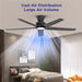 52 in. Black Ceiling Fan with Lights and Remote, Large Air Volume Ceiling Fans with Reversible Quiet Ceiling Fans, Set of 2-5-ErisView