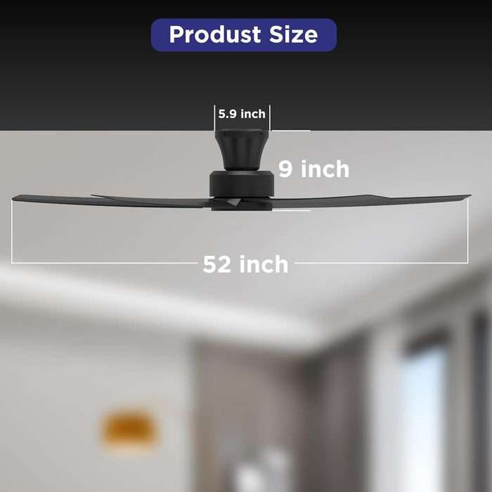 52 in. Black Ceiling Fan with Lights and Remote, Large Air Volume Ceiling Fans with Reversible Quiet Ceiling Fans, Set of 2-7-ErisView