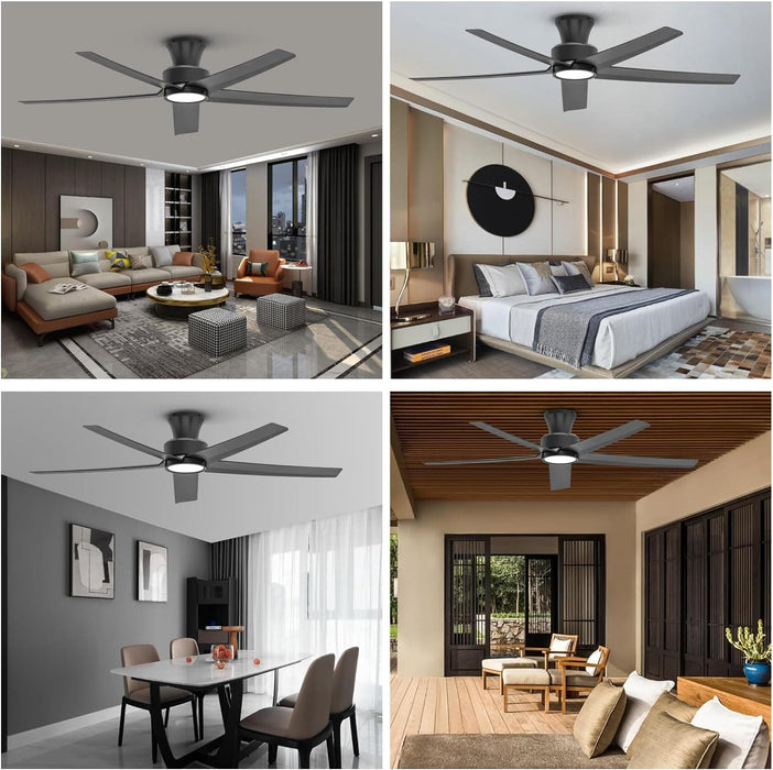 52 in. Black Ceiling Fan with Lights and Remote, Large Air Volume Ceiling Fans with Reversible Quiet Ceiling Fans, Set of 2-9-ErisView