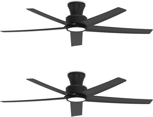 52 in. Black Ceiling Fan with Lights and Remote, Large Air Volume Ceiling Fans with Reversible Quiet Ceiling Fans, Set of 2-1-ErisView
