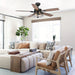 52 in. Black Ceiling Fan with Remote, Farmhouse 5-Blade Ceiling Fan with Glass Shade-ErisView