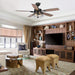 52 in. Black Ceiling Fan with Remote, Farmhouse 5-Blade Ceiling Fan with Glass Shade-ErisView