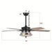 52 in. Black Ceiling Fan with Remote, Farmhouse 5-Blade Ceiling Fan with Glass Shade-ErisView
