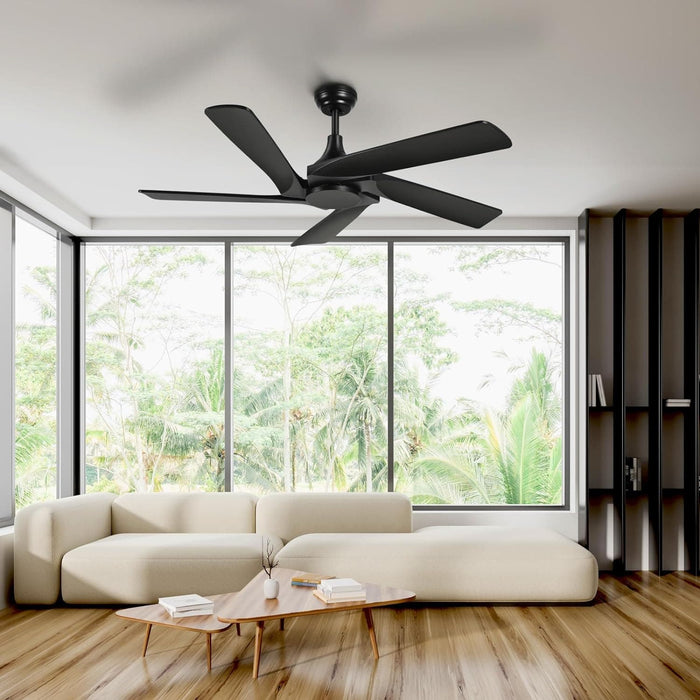 52 in. Black Ceiling Fans without Lights, Wood Modern Ceiling Fan with Remote, Popular Ceiling Fans for Indoor Outdoor Use-2-ErisView