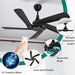 52 in. Black Ceiling Fans without Lights, Wood Modern Ceiling Fan with Remote, Popular Ceiling Fans for Indoor Outdoor Use-3-ErisView