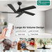 52 in. Black Ceiling Fans without Lights, Wood Modern Ceiling Fan with Remote, Popular Ceiling Fans for Indoor Outdoor Use-5-ErisView