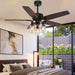 52 in. Black Farmhouse Ceiling Fan with Lights Remote, Rustic Chandelier Ceiling Fan, Industrial Ceiling Fans Light Fixture for Living Room Bedroom-2-ErisView