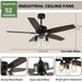 52 in. Black Farmhouse Ceiling Fan with Lights Remote, Rustic Chandelier Ceiling Fan, Industrial Ceiling Fans Light Fixture for Living Room Bedroom-3-ErisView