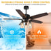 52 in. Black Farmhouse Ceiling Fan with Lights Remote, Rustic Chandelier Ceiling Fan, Industrial Ceiling Fans Light Fixture for Living Room Bedroom-5-ErisView