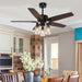 52 in. Black Farmhouse Ceiling Fan with Lights Remote, Rustic Chandelier Ceiling Fan, Industrial Ceiling Fans Light Fixture for Living Room Bedroom-7-ErisView