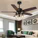 52 in. Black Farmhouse Ceiling Fan with Lights Remote, Rustic Chandelier Ceiling Fan, Industrial Ceiling Fans Light Fixture for Living Room Bedroom-8-ErisView