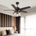 52 in. Black Farmhouse Ceiling Fan with Lights Remote, Rustic Chandelier Ceiling Fan, Industrial Ceiling Fans Light Fixture for Living Room Bedroom-9-ErisView