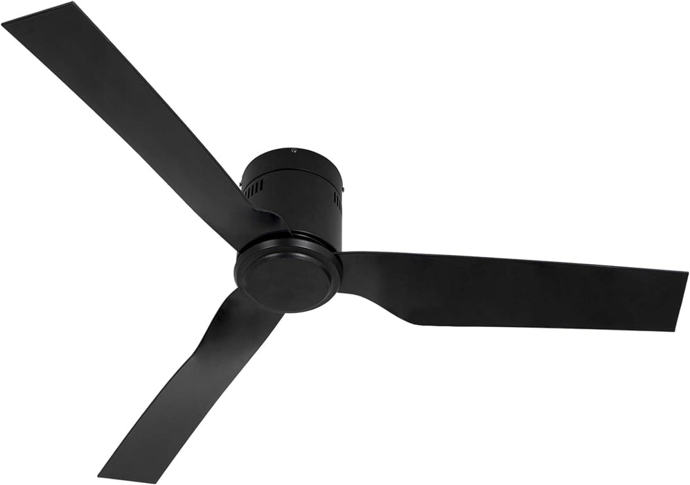52 in. Black Flush Mount Ceiling Fan NO Light, Low Profile Fan, Unusual Ceiling Fans-8-ErisView