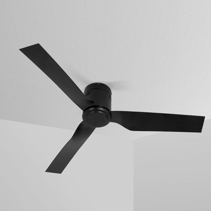 52 in. Black Flush Mount Ceiling Fan NO Light, Low Profile Fan, Unusual Ceiling Fans-1-ErisView