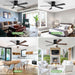 52 in. Black Flush Mount Ceiling Fan with Light, Dimmable Silent Reversible Fan in Winter Summer with Timer for Courtyard Porch Garage-7-ErisView