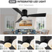 52 in. Black Flush Mount Ceiling Fan with Remote, Dimmable Reversible Low Profile Ceiling Fan for Bedroom Kitchen Living Room, Outdoor Fan for Patio-3-ErisView