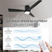 52 in. Black Flush Mount Ceiling Fan with Remote, Dimmable Reversible Low Profile Ceiling Fan for Bedroom Kitchen Living Room, Outdoor Fan for Patio-4-ErisView