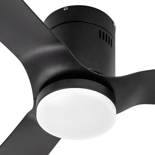 52 in. Black Flush Mount Ceiling Fan with Remote, Dimmable Reversible Low Profile Ceiling Fan for Bedroom Kitchen Living Room, Outdoor Fan for Patio-7-ErisView
