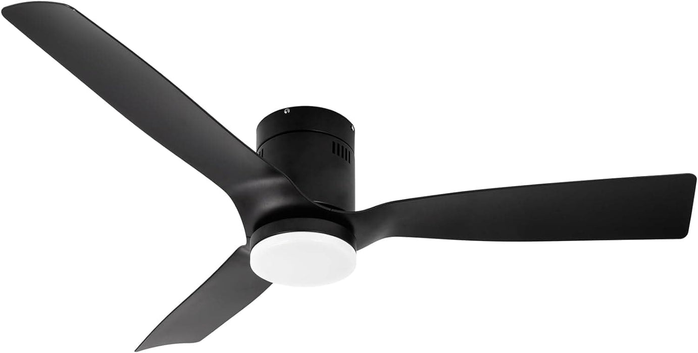 52 in. Black Flush Mount Ceiling Fan with Remote, Dimmable Reversible Low Profile Ceiling Fan for Bedroom Kitchen Living Room, Outdoor Fan for Patio-1-ErisView